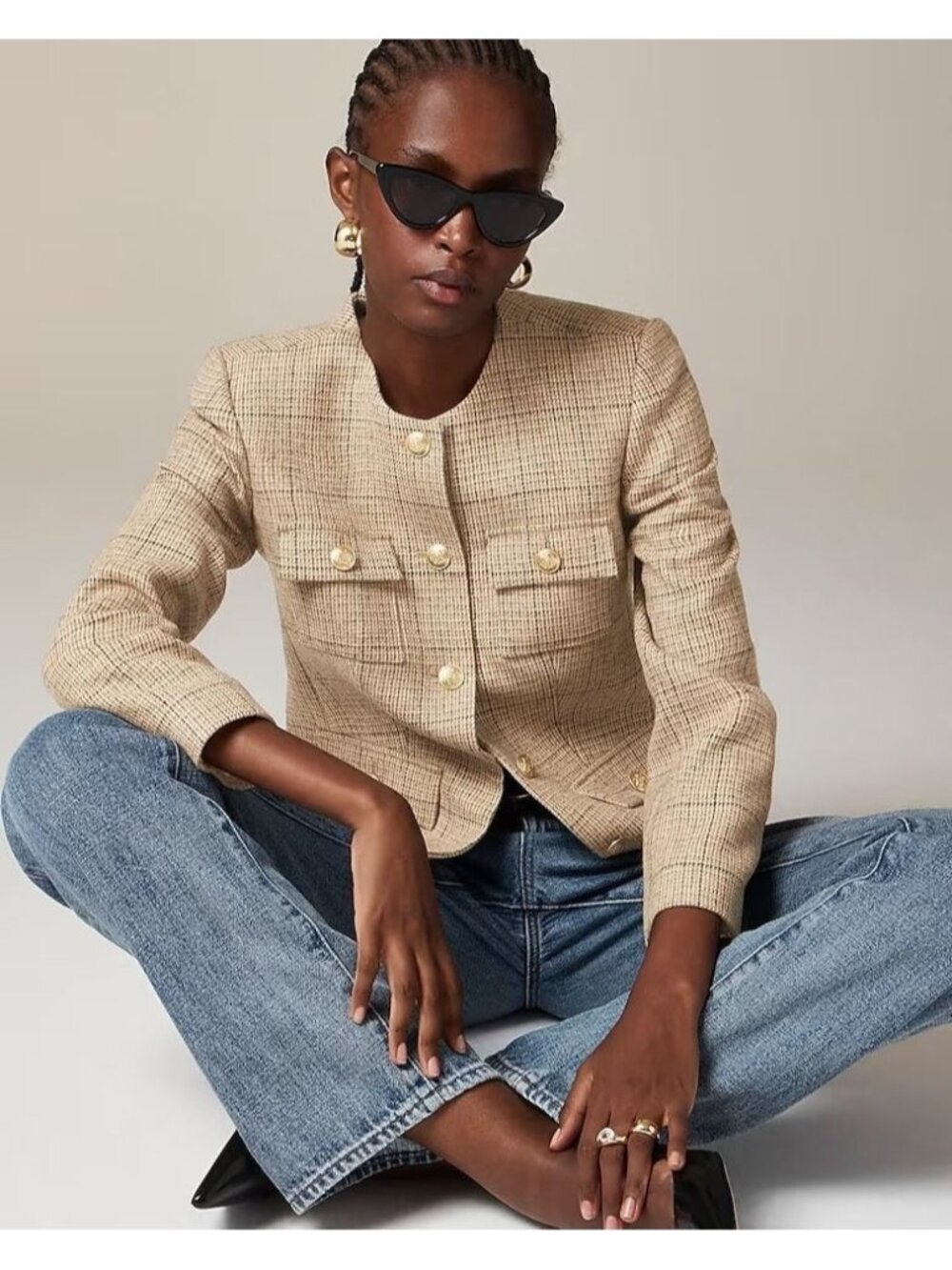 NWT J.Crew Isabelle Lady Jacket in Camel Natural Sherlock Plaid English Wool 18